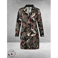 Plus Basics Blazer Long Jacket Mystic Leaves